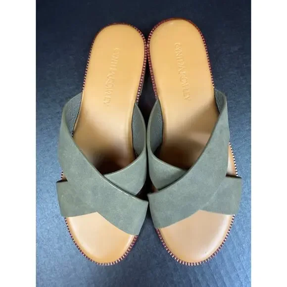 Cynthia Rowley Libra Criss Cross Green Sandal Sz 7.5 - Picture 7 of 8